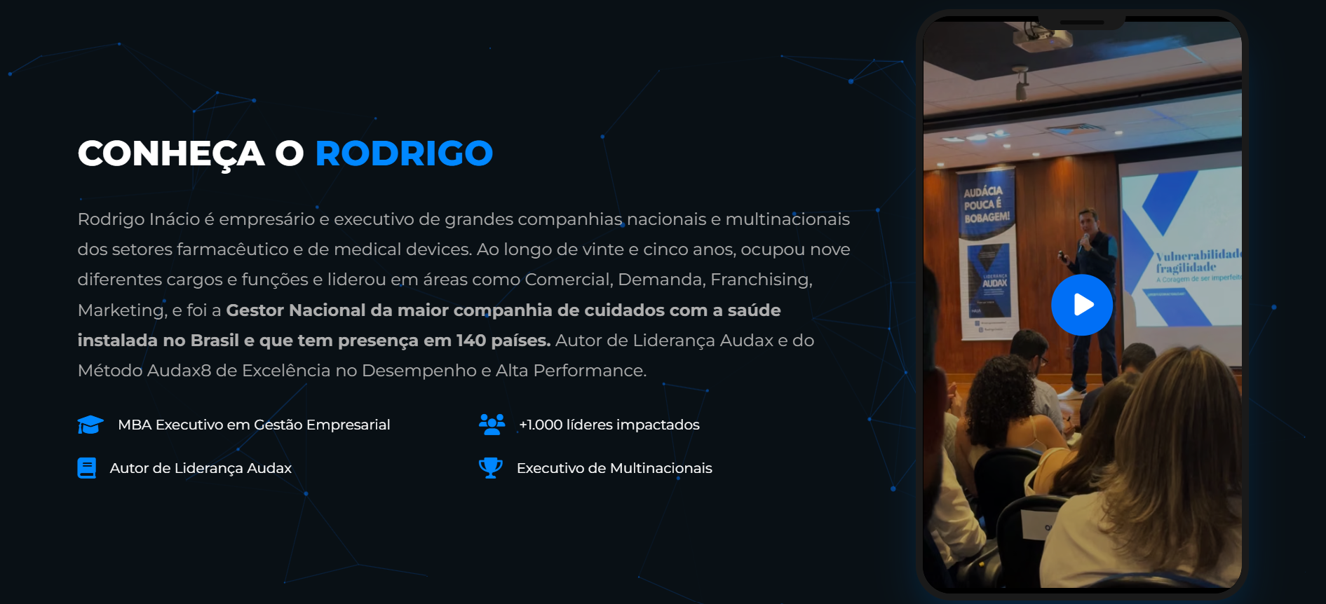 Evento e página de bio
